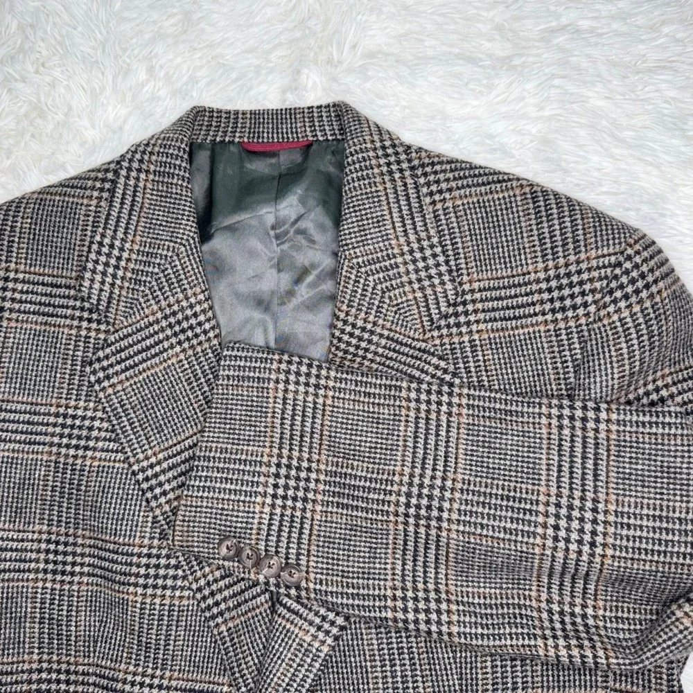 Vintage Hart Schaffner Marx Men's Glen Plaid Wool Sport Coat 42L Union Made